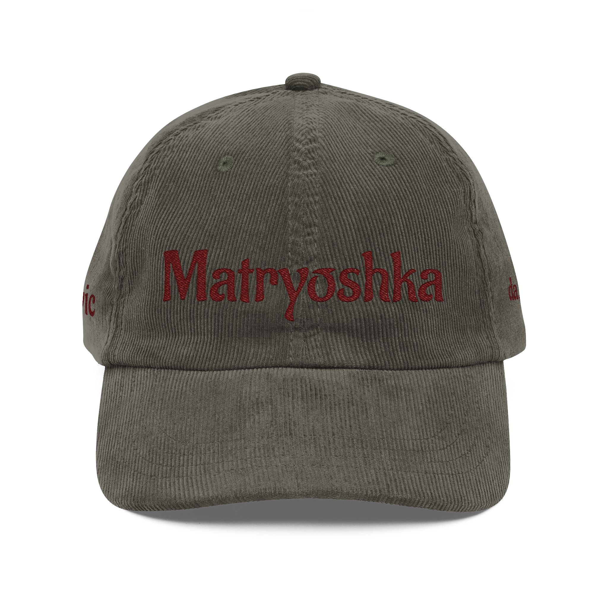 Matryoshka embroidered corduroy cap | Vintage cord cap