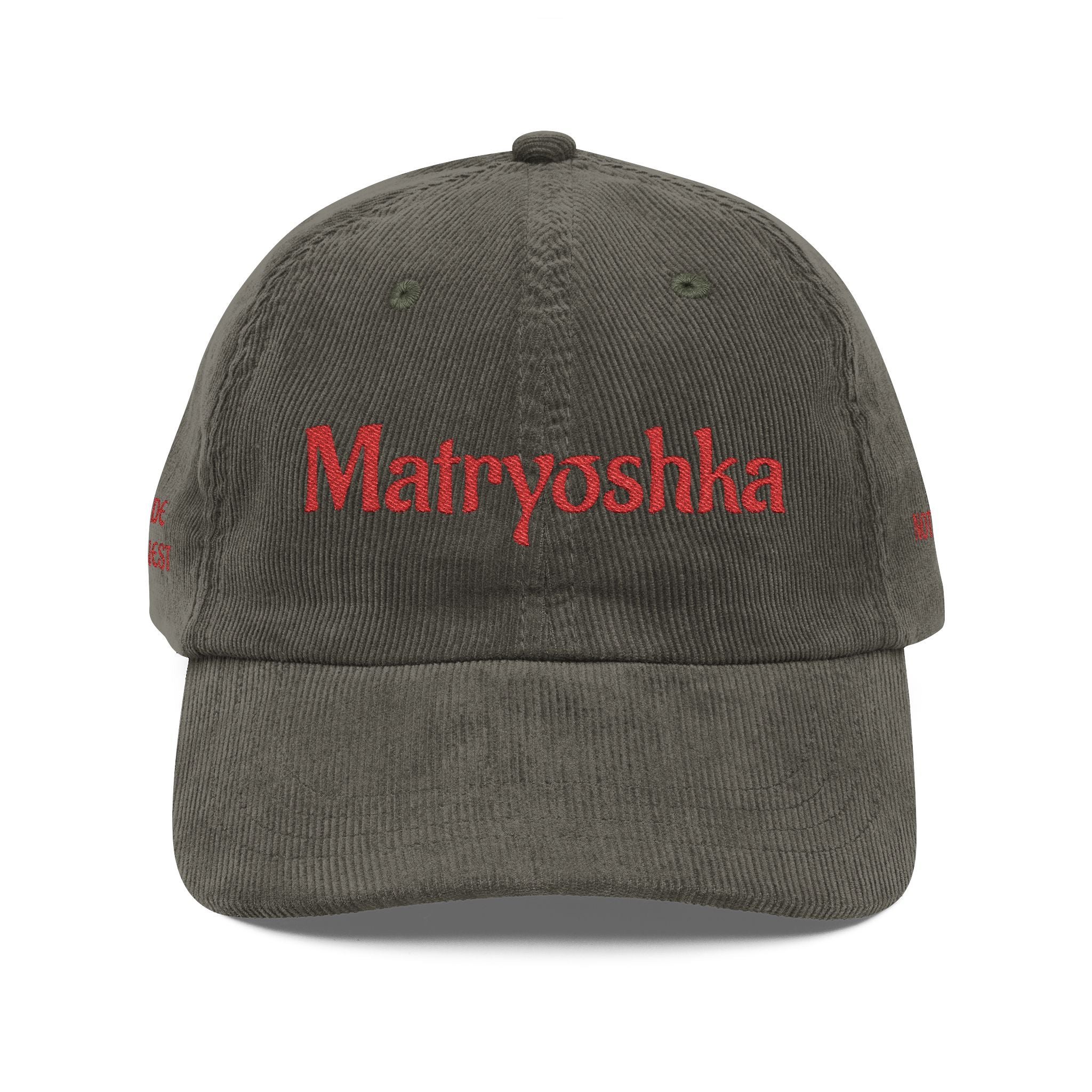 Matryoshka embroidered corduroy cap | Vintage cord cap