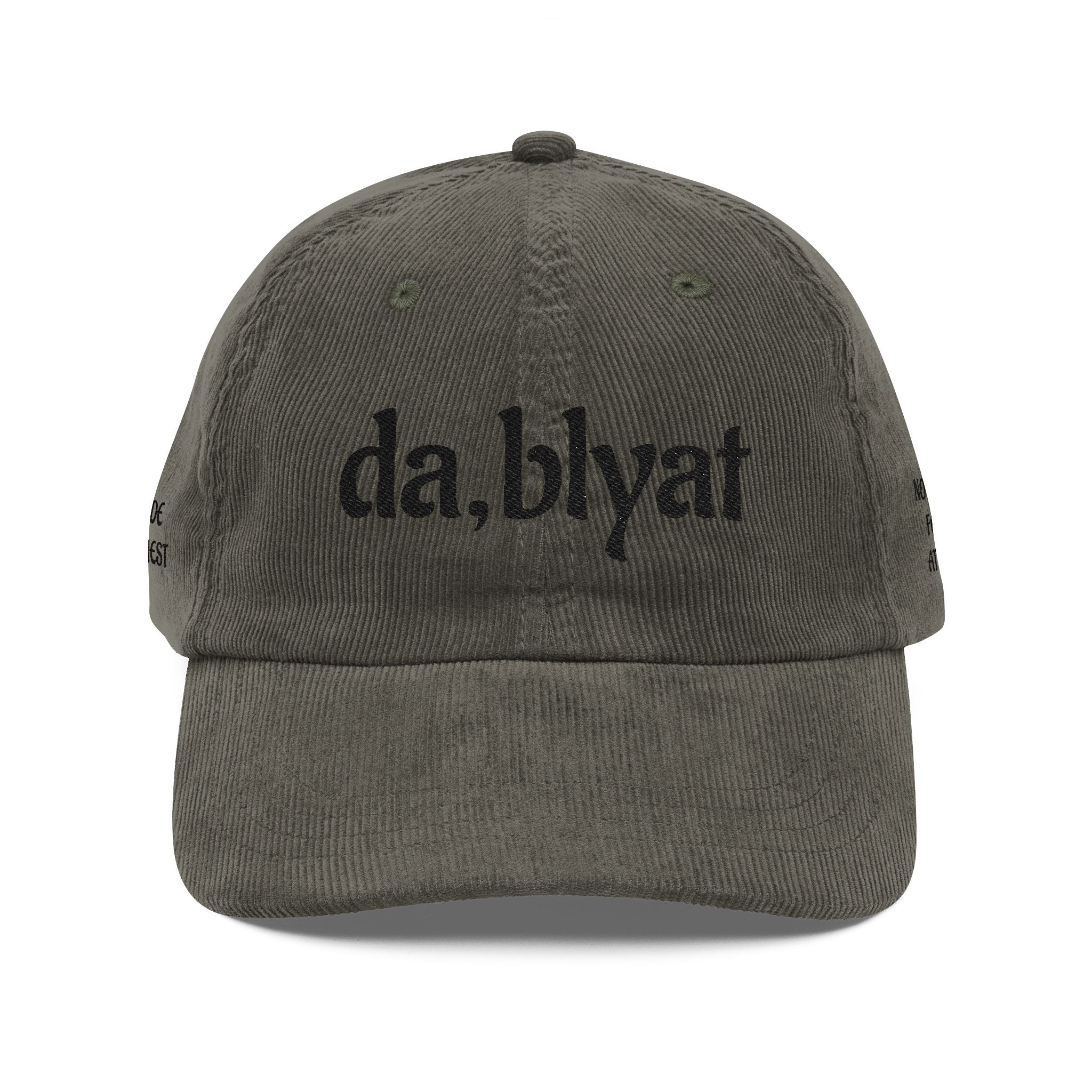 da, blyat Embroidered Corduroy Cap | Vintage Russian Slang Hat
