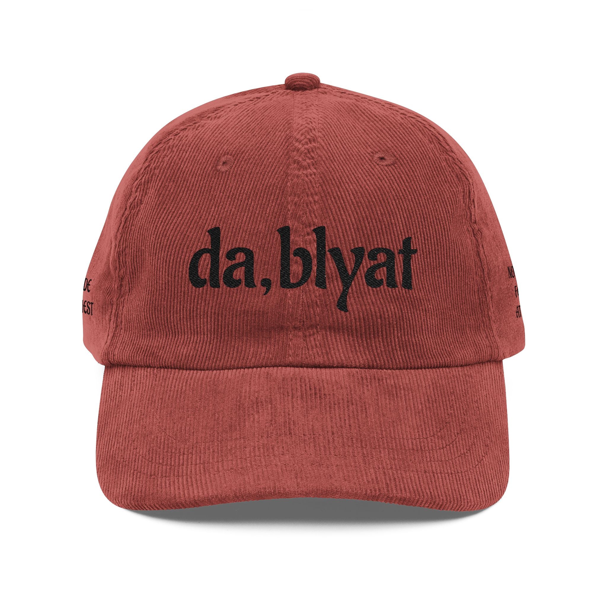 da, blyat Embroidered Corduroy Cap | Vintage Russian Slang Hat