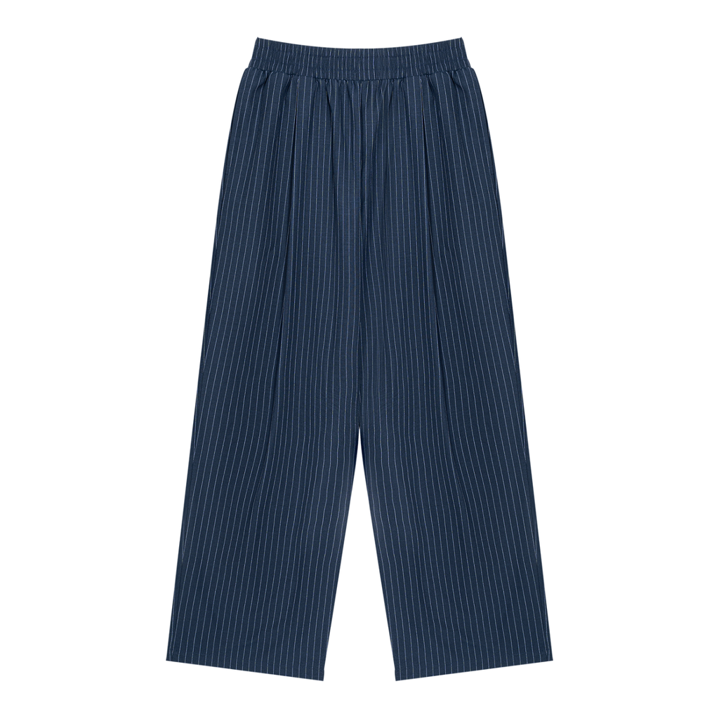 Unisex Striped Pleated Pants