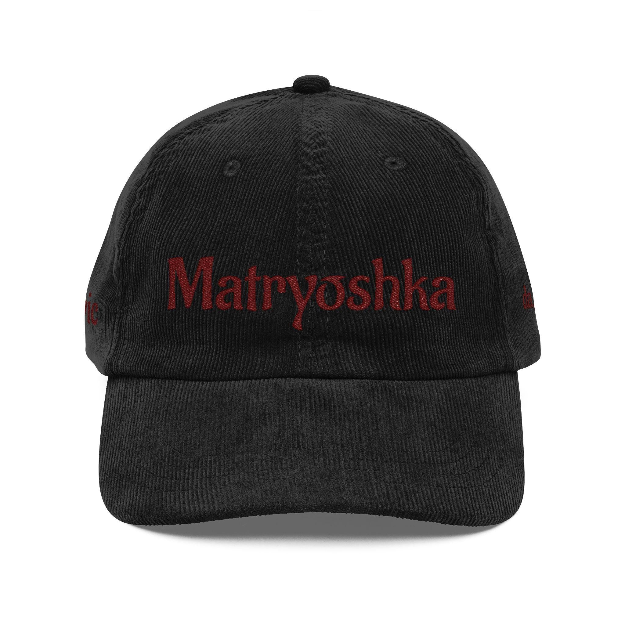 Matryoshka embroidered corduroy cap | Vintage cord cap
