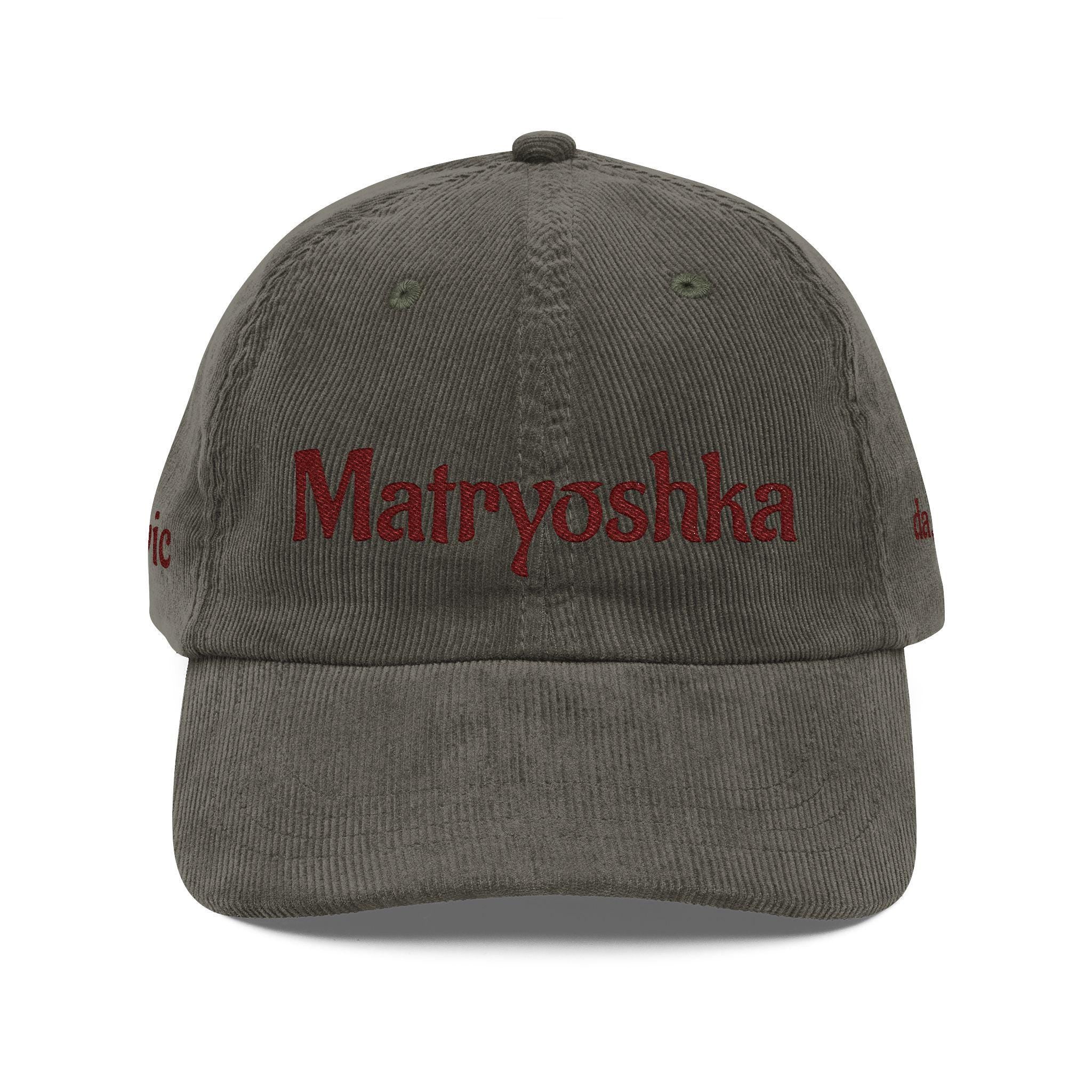 Matryoshka embroidered corduroy cap | Vintage cord cap