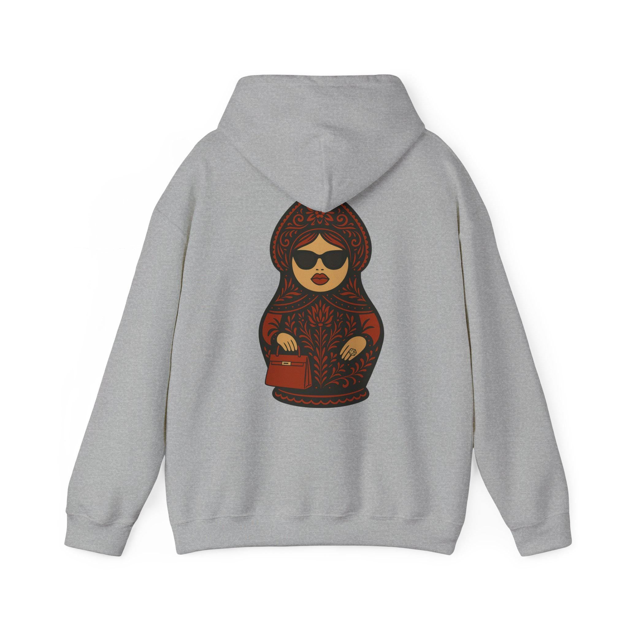 Slavic Matryoshka Doll Hoodie | Russian Nesting Doll Folk Art Print, Cozy Warmth