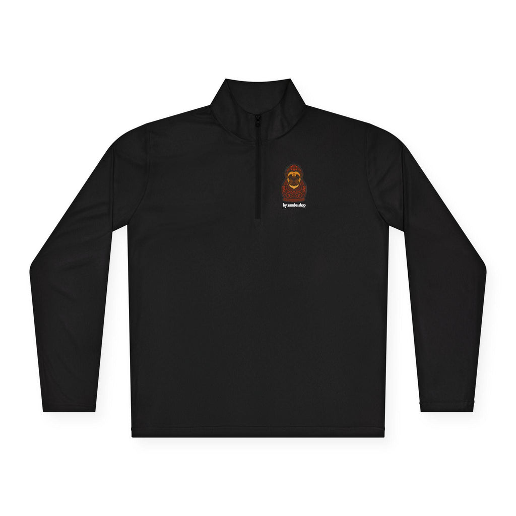 Babushka Weightlifting Illustration Quarter-Zip Pullover | Funny Slavic Quote | Sport Wear