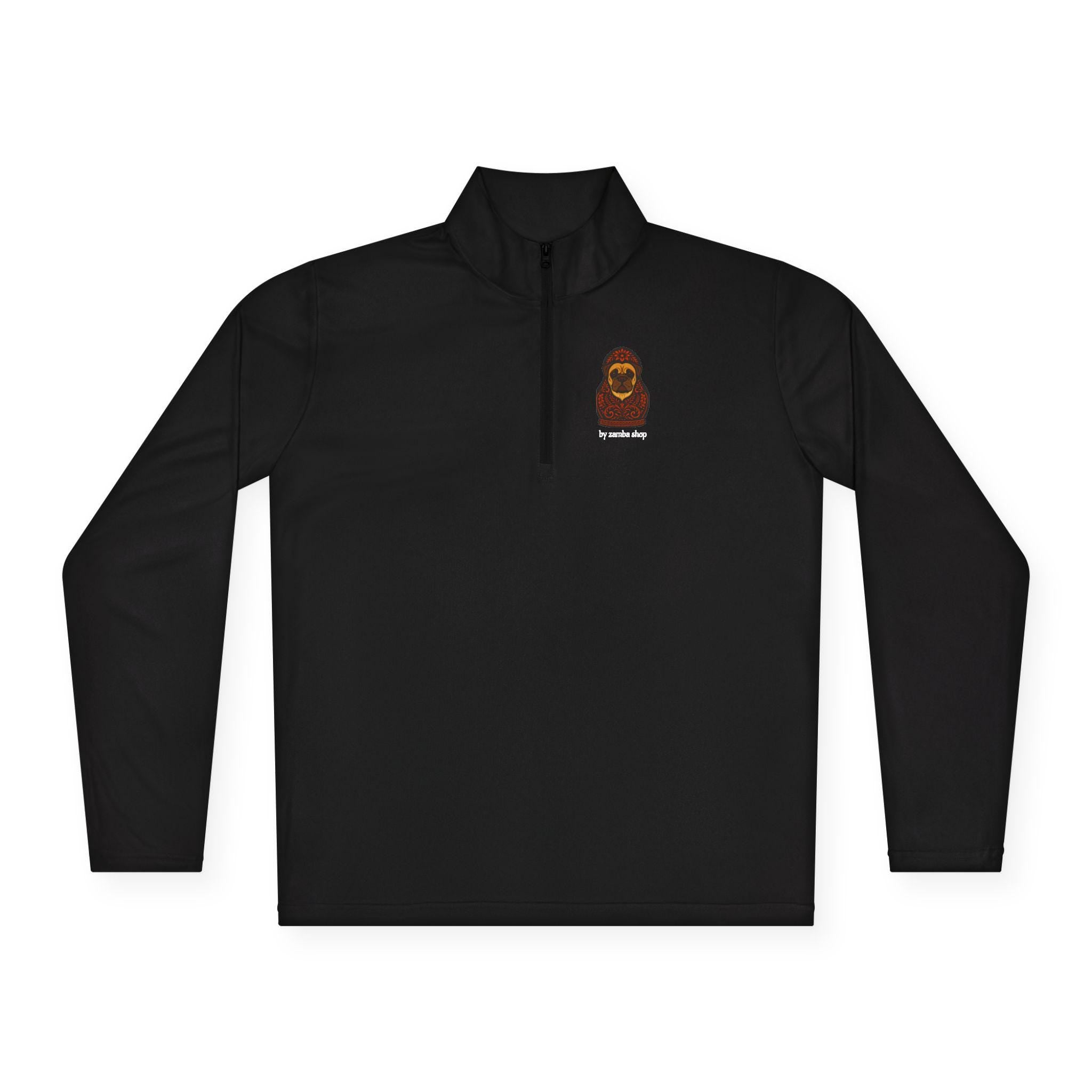 Babushka Weightlifting Illustration Quarter-Zip Pullover | Funny Slavic Quote | Sport Wear