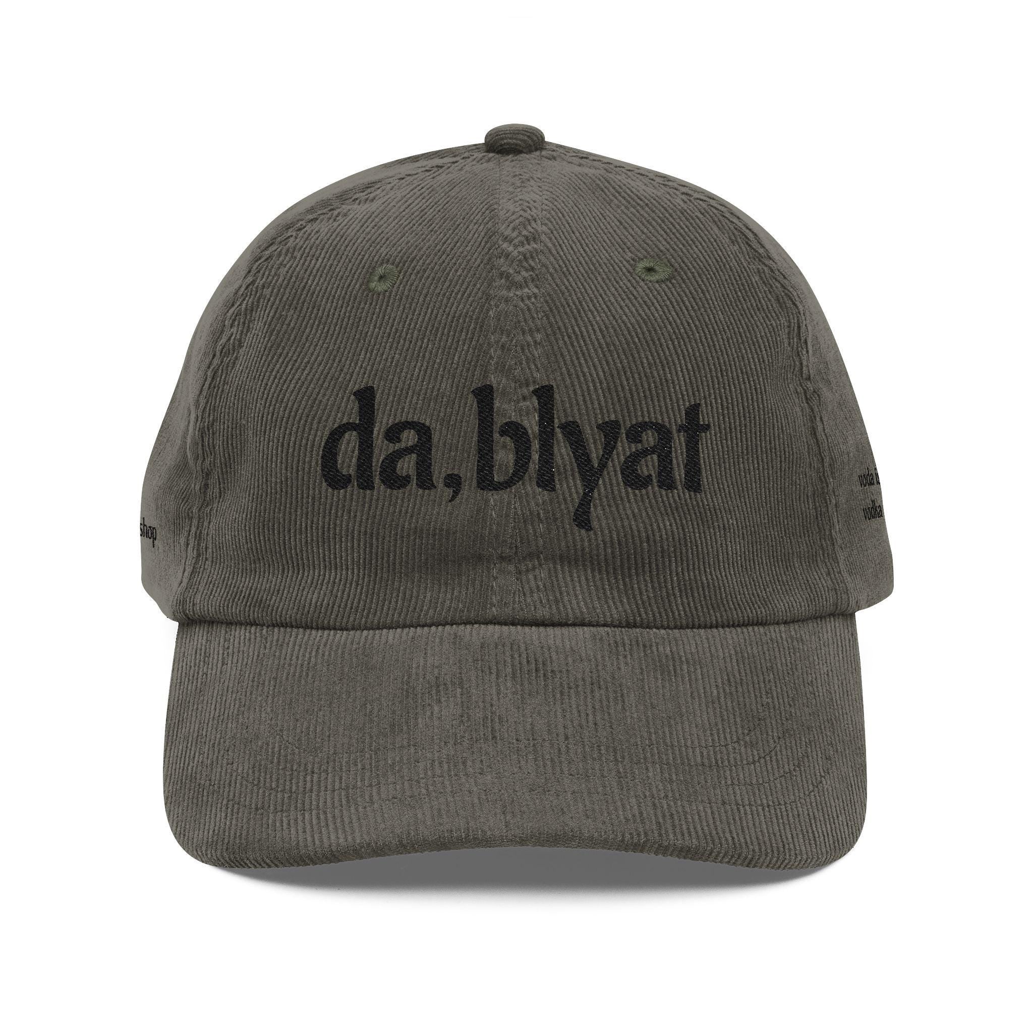da, blyat Embroidered Corduroy Cap | Vintage Russian Slang Hat